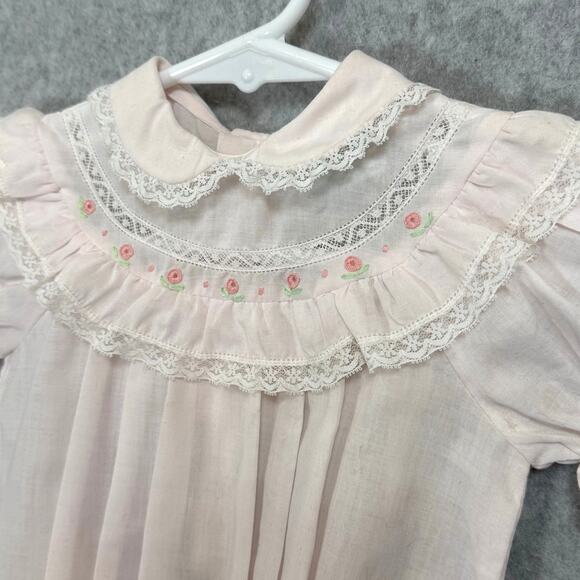 Vintage Alison Scott Romper One Piece Size 6 mos Lace Embroidered Dainty - Picture 3 of 16